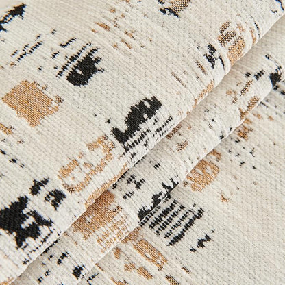 DREAMINGO Abstract Chenille Couch Cover Blanket Beige Khaki Black Boho Sofa - Image 6