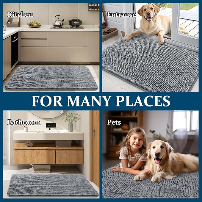 OLANLY Dog Door Mat for Muddy Paws 70x46, Super Absorbent Chenille Mud Mat | - Image 8