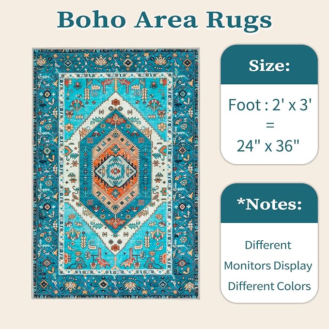SERISSA 2x3 Washable Non Slip Boho Small Area Rug - Image 6