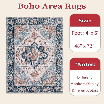 SERISSA 4x6 Washable Non Slip Boho Area Rug - Image 2