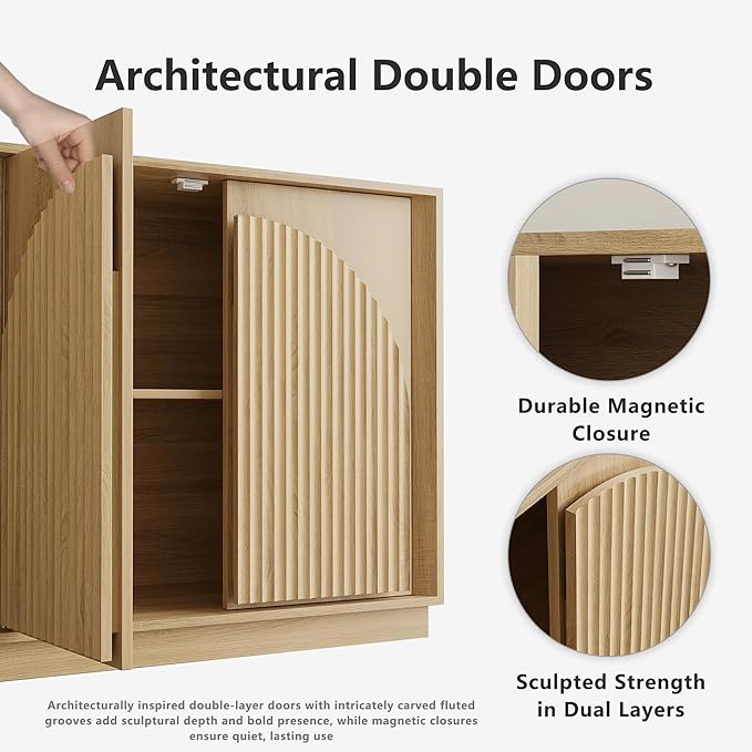 win2win Fluted Sideboard Buffet Cabinet - Image 5