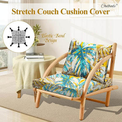 CALBODE 14pcs Outdoor Tropical Plant Printed Sofa Seat Cushion Covers Strechable - Image 4