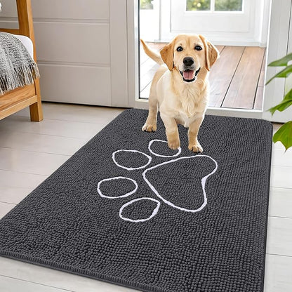 OLANLY Dog Door Mat for Muddy Paws 44x32, Paw Print Design Chenille Mud Mat | by OLANLY