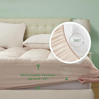 BEDLORE Twin Mattress Topper Viscose Derived from Bamboo, Thick Pillow Top - Image 6