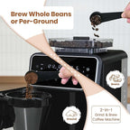 Gevi 10-Cup Grind & Brew Coffee Maker with Built-in Burr Grinder – Programmable Touch Screen, 4-Hour Keep Warm, Permanent Filter, Drip Coffee Machine for Home & Office