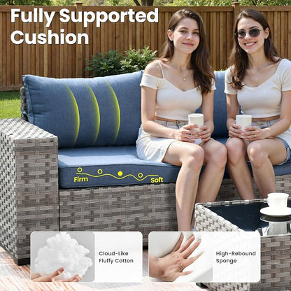 ovios 13 Pieces Patio Furniture Set, Outdoor Wicker Sectional Sofa - Image 6