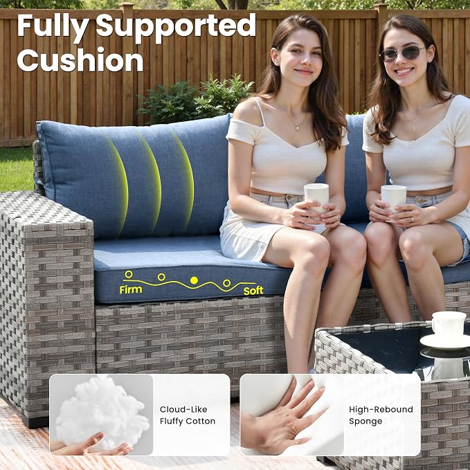 ovios 13 Pieces Patio Furniture Set, Outdoor Wicker Sectional Sofa - Image 6