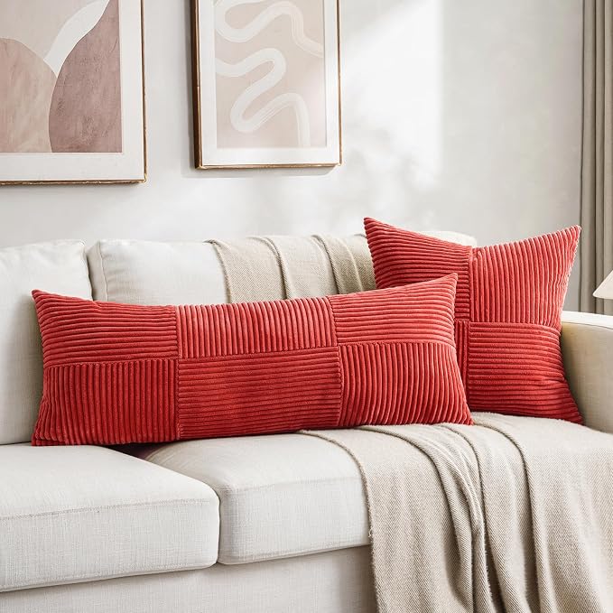 Fancy Homi 2 Packs Red Decorative Throw Pillow Covers 18x18 Inch - Image 6