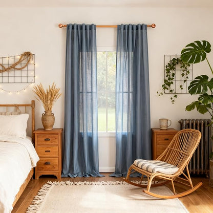 MYSKY HOME 96 Inches Semi Sheer Sliding Door Curtains Farmhouse Light Filtering by MYSKYHOME