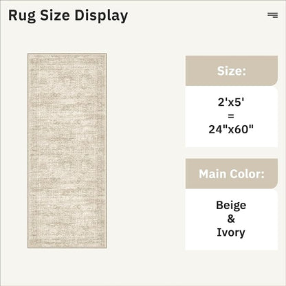 Soalmost Runner Rug 2x5 Washable Non-Slip Kitchen Entry Runners Beige | Soft - Image 5