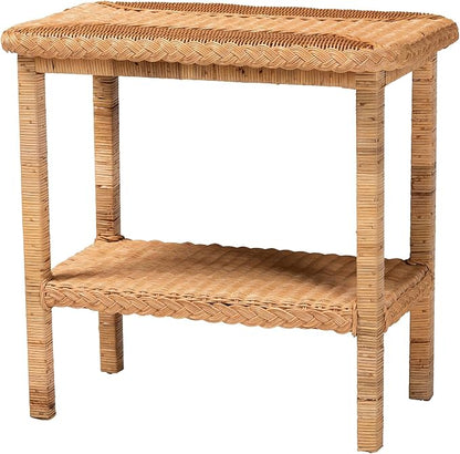 Bali & pari Minahasa Bohemian Light Honey Braided Rattan Side Table by balipari