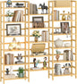 Homykic Bamboo Bookshelf, 71” Tall Triple Wide Bookcase by Homykic