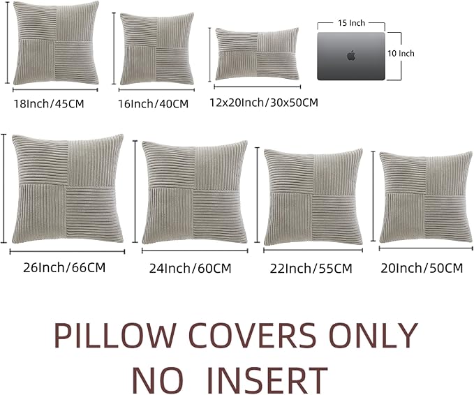 Fancy Homi 2 Packs Neutral Grey Decorative Throw Pillow Covers 18x18 Inch - Image 7