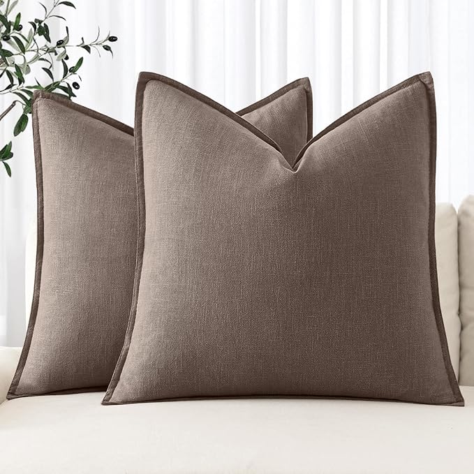MIULEE Decorative Linen Euro Sham Pillow Covers 24x24 Malt Ball | Boho by MIULEE