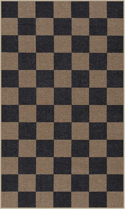Lahome Checkered Easy Jute 3x5 Outdoor Rug, Washable Rugs - Image 9