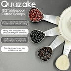 Coffee Scoop set,1&2Tablespoon Measuring spoon (2pieces) Ergonomic sdesign stainless steel manufacture,Coffee Scoop for Ground Coffee, Fits inside Airscape Canisters. (1TBSP&2TBSP(15ML&30ML))