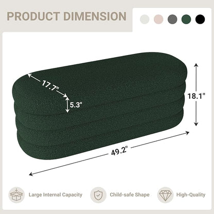 Busaurus Storage Ottoman Bench 49.2 Inch Upholstered Fabric Storage Bench - Image 2
