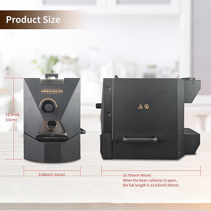 500g Automatic Coffee Roaster Machine for Home Use Wth Smoke Filter(Suitable for Light Roasting), The Smoke Pipes (Suitable for Medium and Dark Roasting) and Chaff Collector