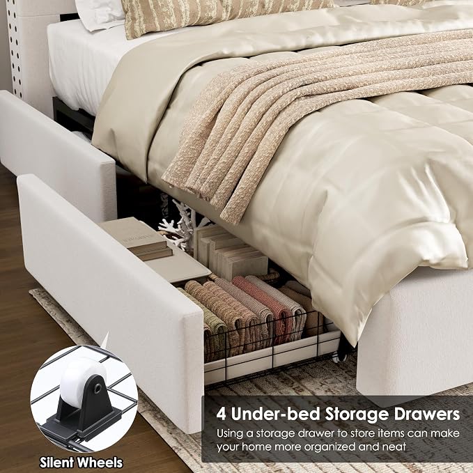 Queen Size Bed Frame 54" Tall Headboard - Image 4