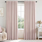 Topfinel Soft Pink 100% Blackout Curtains Linen Blended Room Darkening Curtain by Topfinel