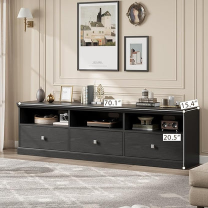 IDEALHOUSE 70in TV Stand for TVs up to 80", Mid Century Modern Entertainment - Image 4