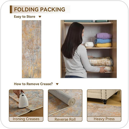 Beige Gold Rug Runners for Hallways Kitchen Non Slip Washable 2x6 Entryway - Image 4