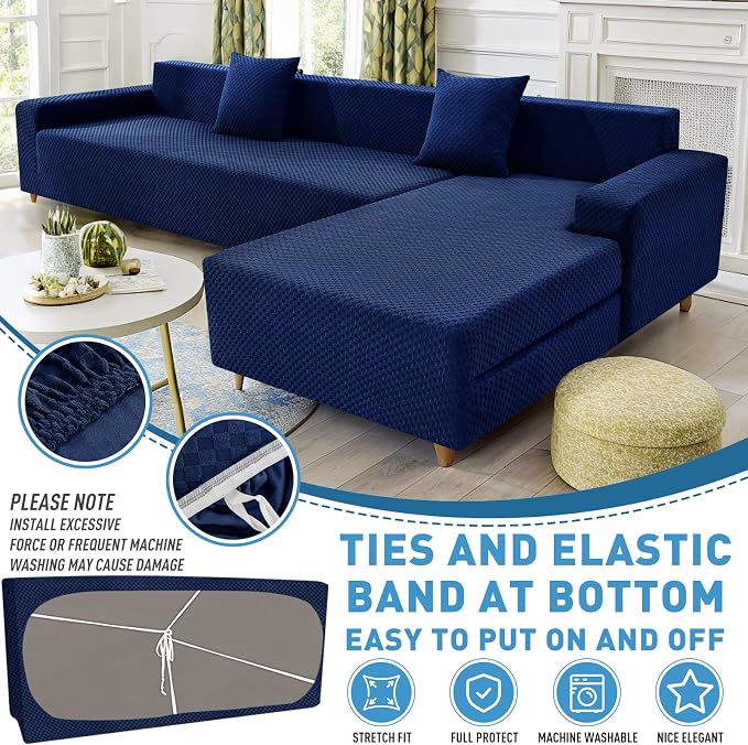 ZNSAYOTX Sectional Couch Covers, Stretch Jacquard Slipcovers - Image 4