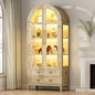 Arched Curio Cabinet with Glass Doors, 4-Tier Display Cabinet with 2 Drawers by Unknown