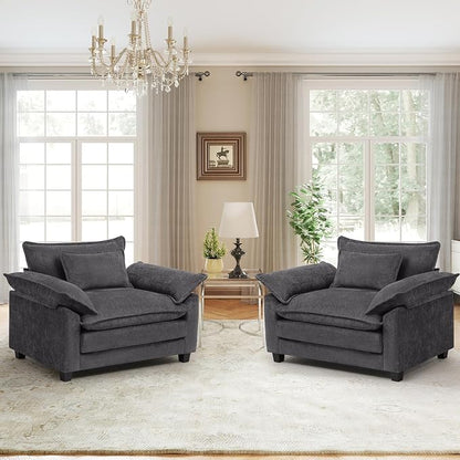 Oversized Accent Chairs Set of 2, Modern Chenille Cloud Sofa Chair by choairy