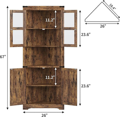 GarveeHome 67" Tall Corner Storage Cabinet, Farmhouse Corner Hutch Display - Image 2