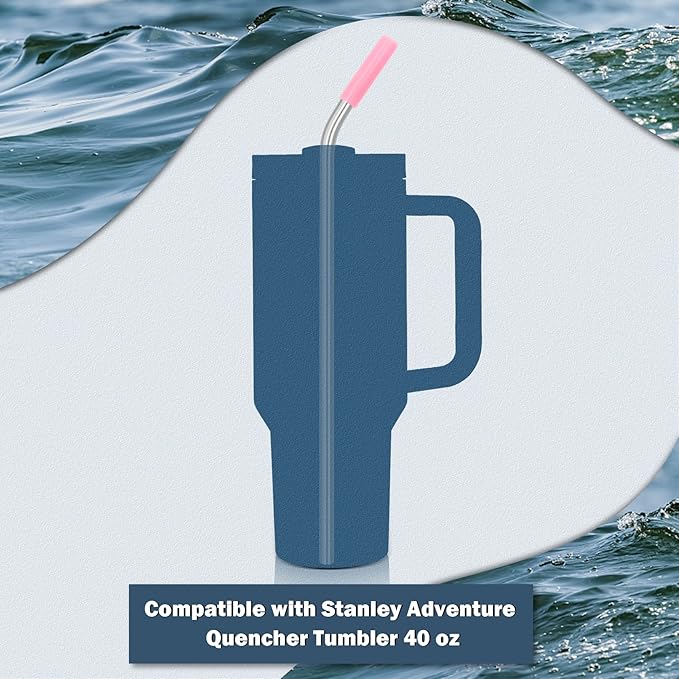 Stainless Steel Replacement Straws for Stanley Adventure Travel Tumbler (6 Straws with Tips for 40oz)