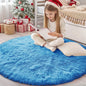 OLANLY Bright Blue Round Rugs for Bedroom by OLANLY
