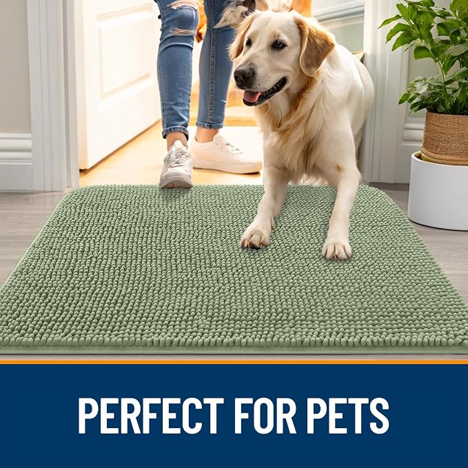 OLANLY Dog Door Mat for Muddy Paws 44x24, Super Absorbent Chenille Mud Mat | - Image 6