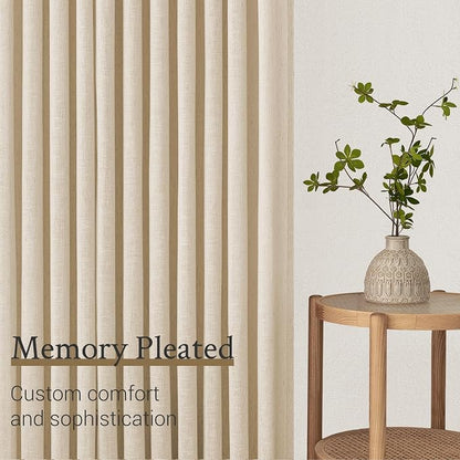 Topfinel 102 Inch Curtains 2 Panels Set, Two Packs Pinch Pleat Back Tab Linen - Image 4
