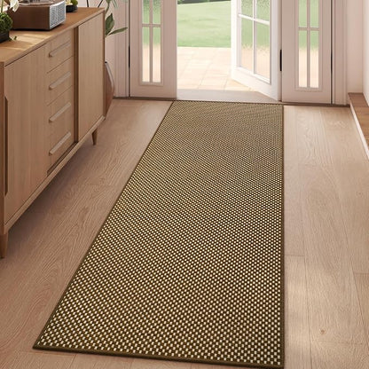 Hallway Runner Rug Woven Washable Kitchen Runner Dark Brown 2x5 ft | Boho Soft by YDKGL