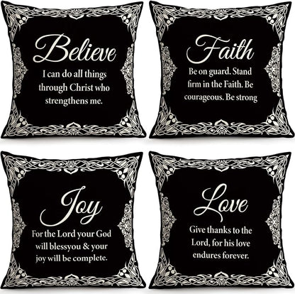 OBSEDE Black and White Bible Verse Decorative Throw Pillow Covers 18 × 18 in by OBSEDE