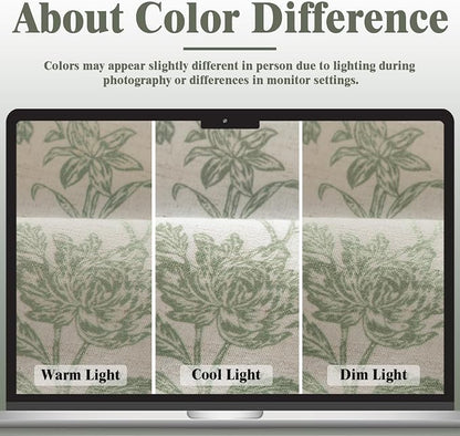 Sage Green Boho Floral 100% Blackout Curtains 84 Inch 2 Panels | Farmhouse - Image 6