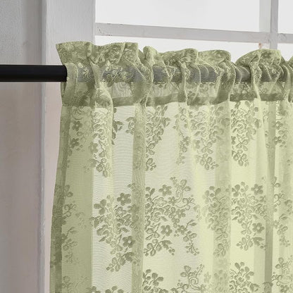 YJ YANJUN Vintage Lace Curtains 24 Inch Length- Boho Short Cafe Curtains - Image 2