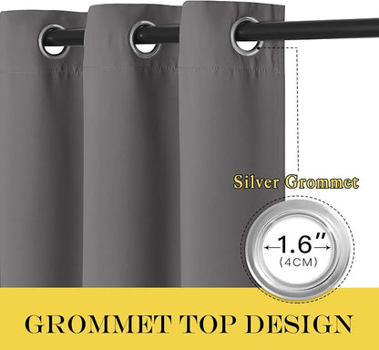 NICETOWN Grey Blackout 102 inch Curtain - Image 2