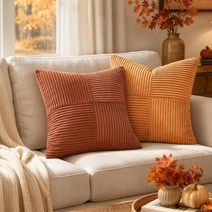 MIULEE Fall Burnt Decorative Euro Sham Pillow Covers 24x24 Inch 2 Pack | Boho - Image 4