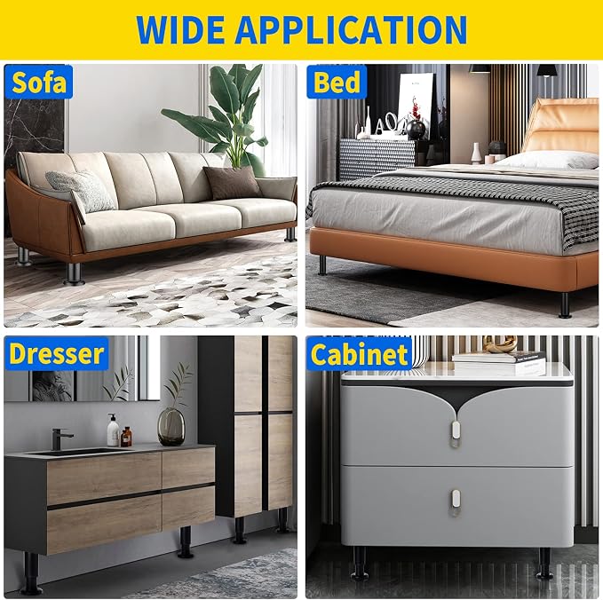 4PCS Adjustable Furniture Couch Cabinet Legs 4.72-7.48 Inch, Heavy Duty - Image 6