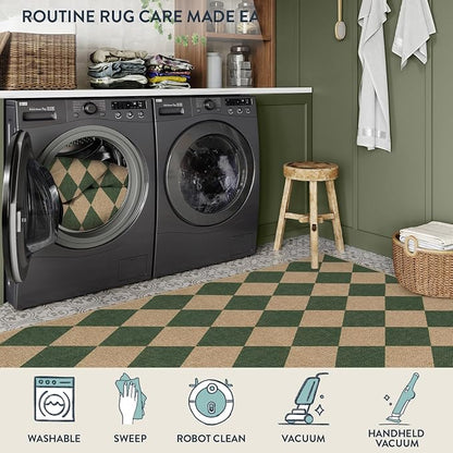 Lahome Checkered Easy Jute Living Room Rug, 8x10 Outdoor Rugs Washable | - Image 6