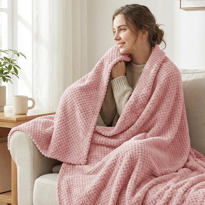 Exclusivo Mezcla Soft Waffle Fleece Bed Blanket Twin XL Size, Cozy Fluffy Design - Image 2