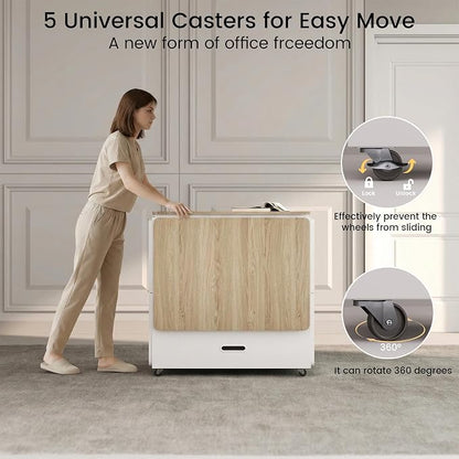 ModernMate 3-in-1 Folding Desk & File Cabinet, Fluted Multi-Storage Workspace - Image 6
