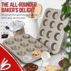 Flexzion Muffin Tray Cupcake Baking Pan 2 Pack, 12-Cup Nonstick Carbon Steel Muffin Tin Non-Stick Cupcake Tin Bakeware Accessories for Baking Cupcake Muffin Brownies Snack, Fridge Safe, Champagne Gold