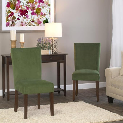 HomePop Parsons Classic Upholstered Accent Dining Chair, Dark Green Velvet - Image 3