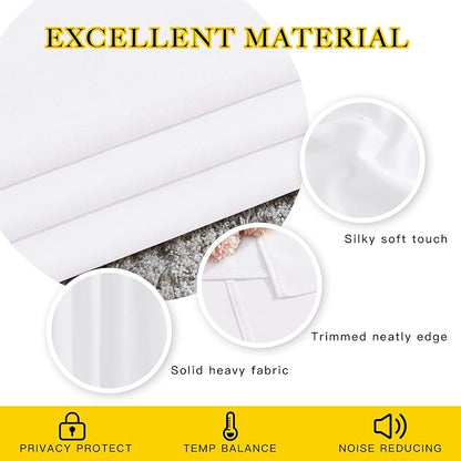 NICETOWN 50% Blackout White Curtain Set, Modern Design Solid Grommet - Image 4