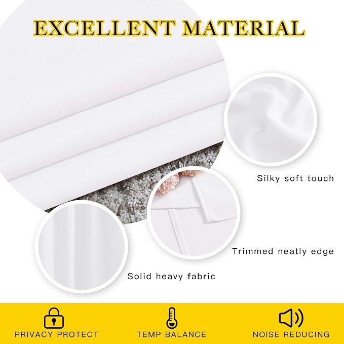 NICETOWN Pure White Curtains 2 Panels 84 inches Long - Image 4