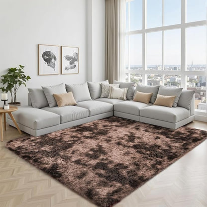 PLHXFR 5x7 Area Rug Living Room: Fluffy Bedroom Soft Shag Rug Coffee Brown | - Image 7