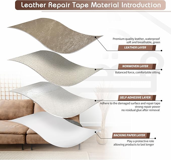 KING MOUNTAIN Leather Repair Patch, 12 x 60 Inches self Adhesive Leather Repair - Image 3